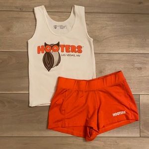 NEW XSMALL white hooters tank and shorts
